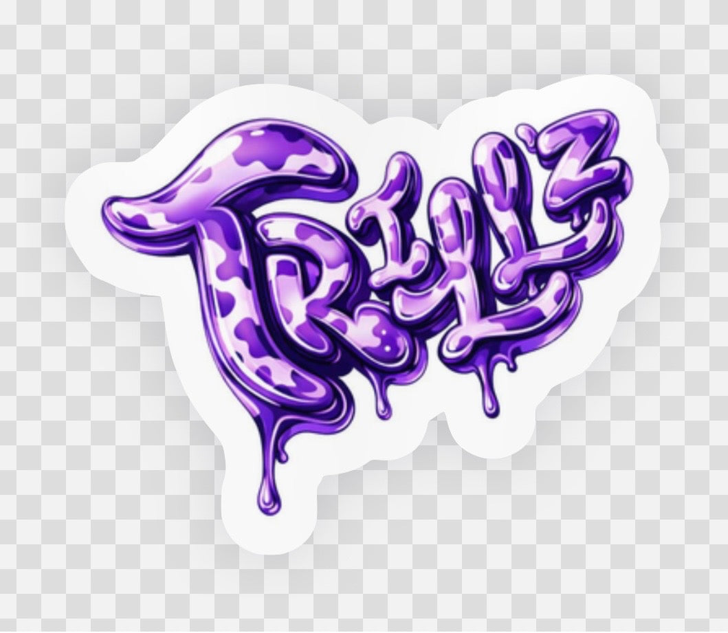 SOLD OUT! DIRTY GRAPE Trillz Glow Stickers Glow-in-the-Dark Edition "2 x 1.6" Contour Cut